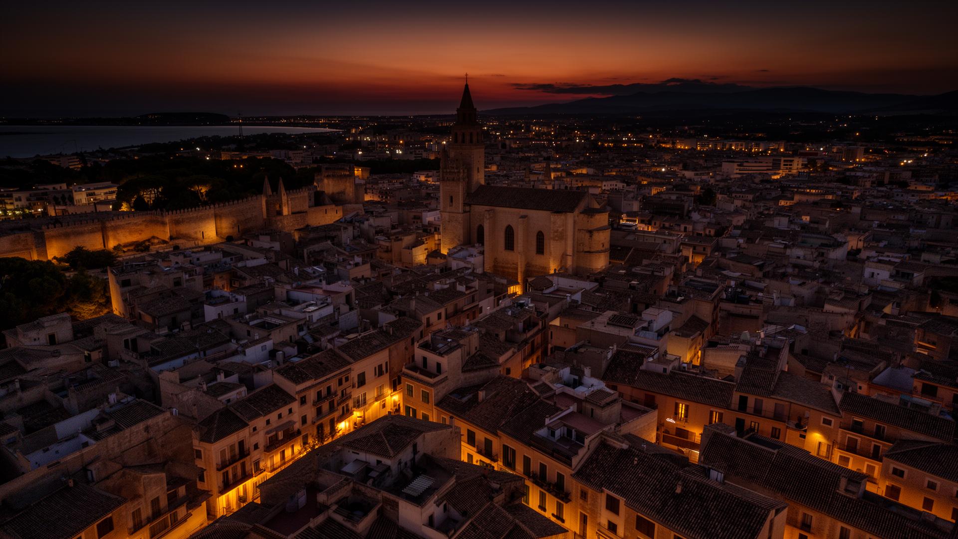 Atardecer sobre una ciudad mediterránea